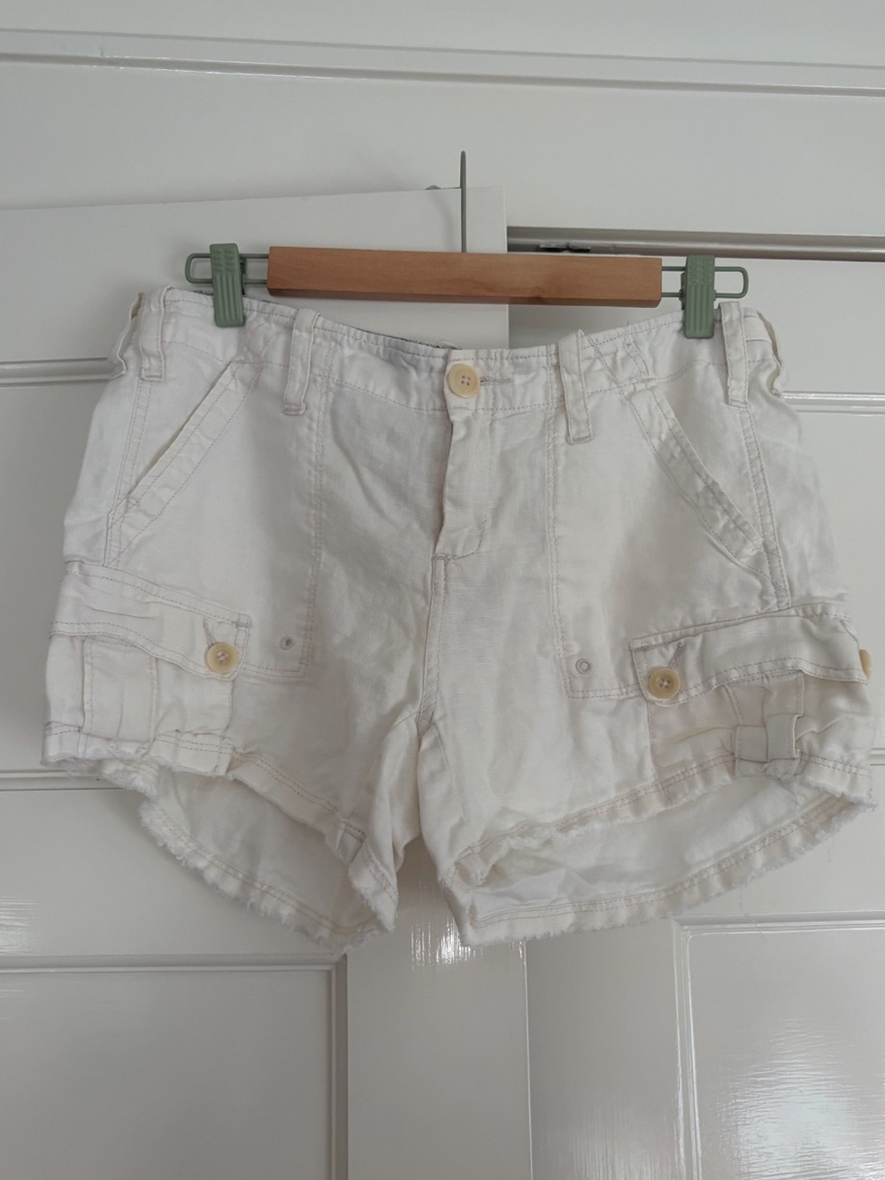 Women's White Casual linen shorts